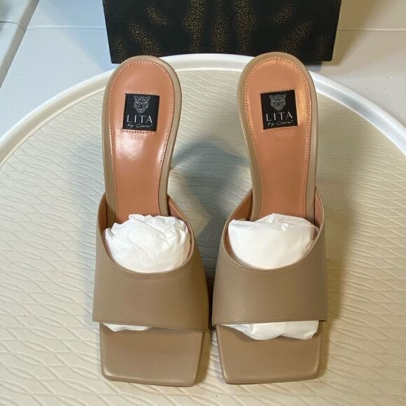 NEW in BOX LITA by Ciara Women’s Tan Square Toe Heels Sandals Size EURO 39 =US 8 - Picture 3 of 11